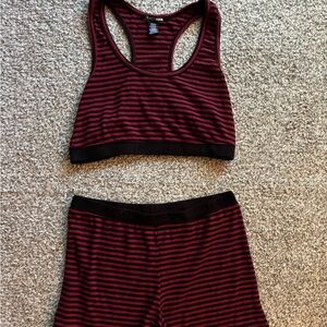 Red and black stripped pj set